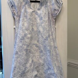 Liza Byrd Michelle Dress with Light Blue Leaf Print